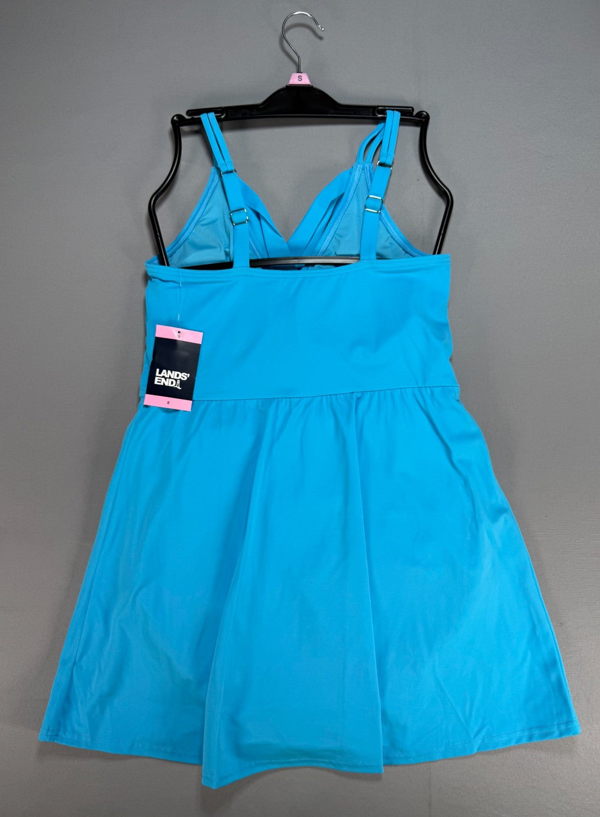 Lands' End Tulip Wrap One-Piece Swim Dress Women's Small Blue Sleeveless Preppy