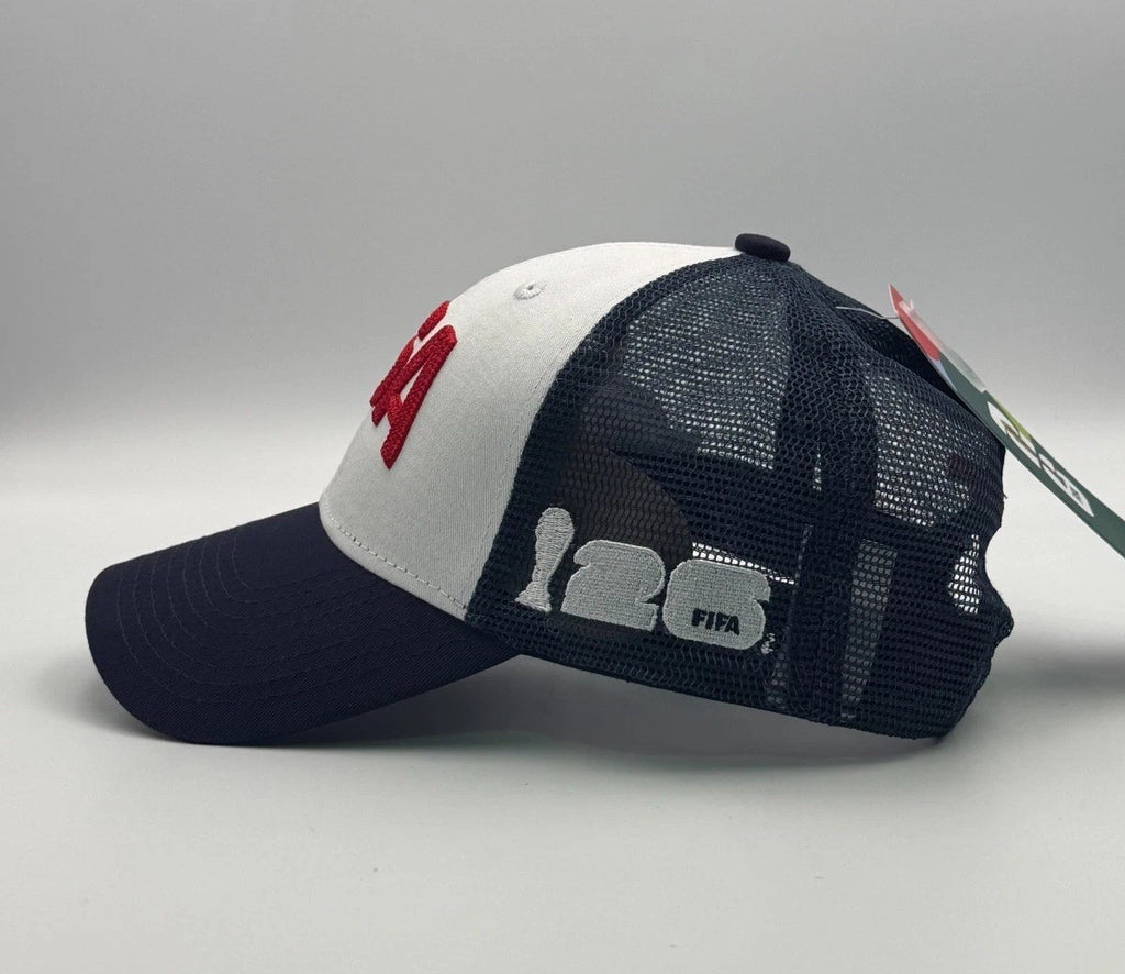 Outerstuff FIFA World Cup 2026 USA Trucker Hat Men White Blue Mesh Snapback Cap