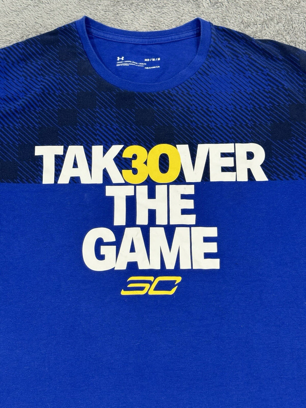 Under Armour Men's Size Medium T-Shirt Take Over the Game 30 Blue Crew Neck