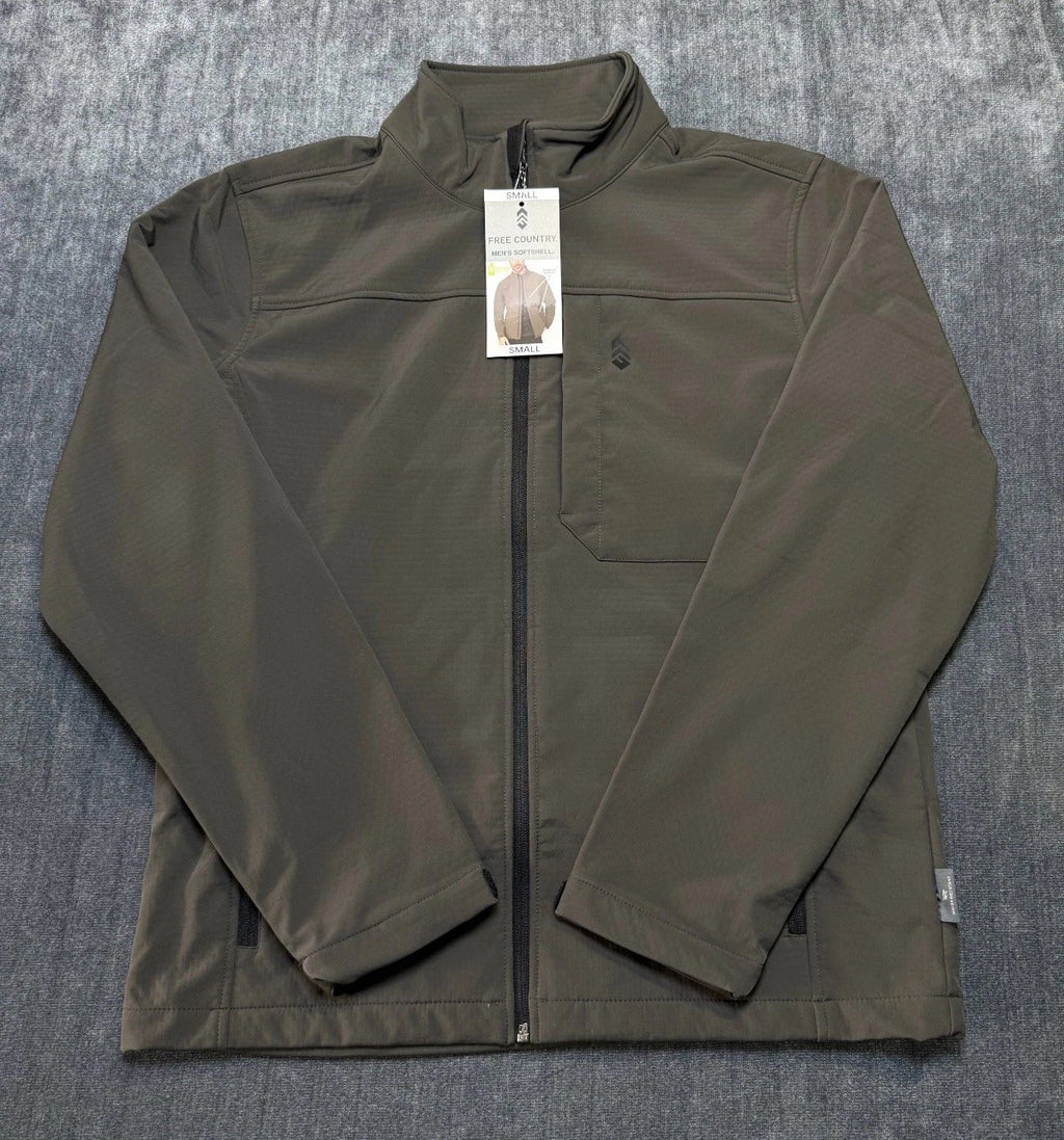 NWT Free Country Softshell Jacket Men's Small Brown Full-Zip Long Sleeve Outdoor