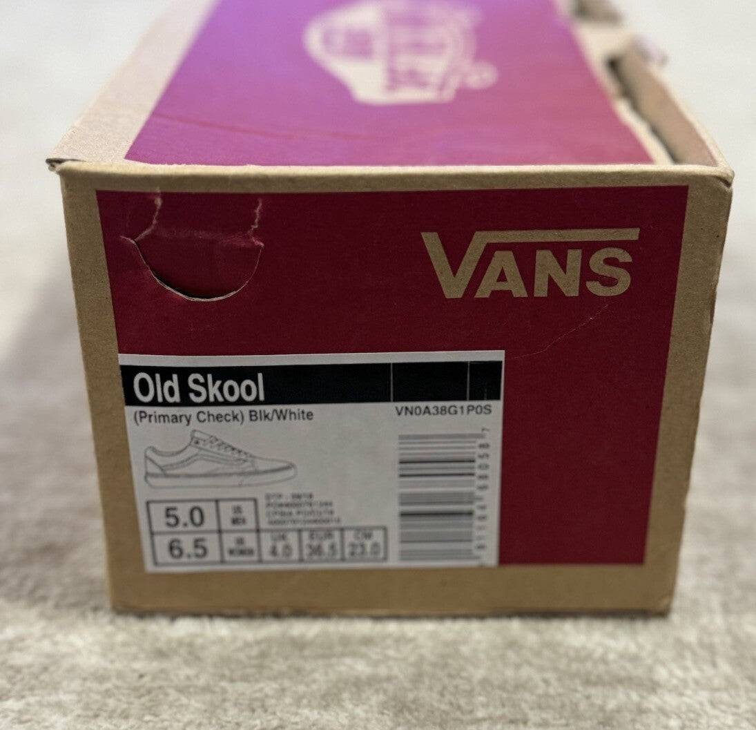 Vans Old Skool Black/white Checkerboard Lace-Up Men's size 5.0 & Women size 6.5