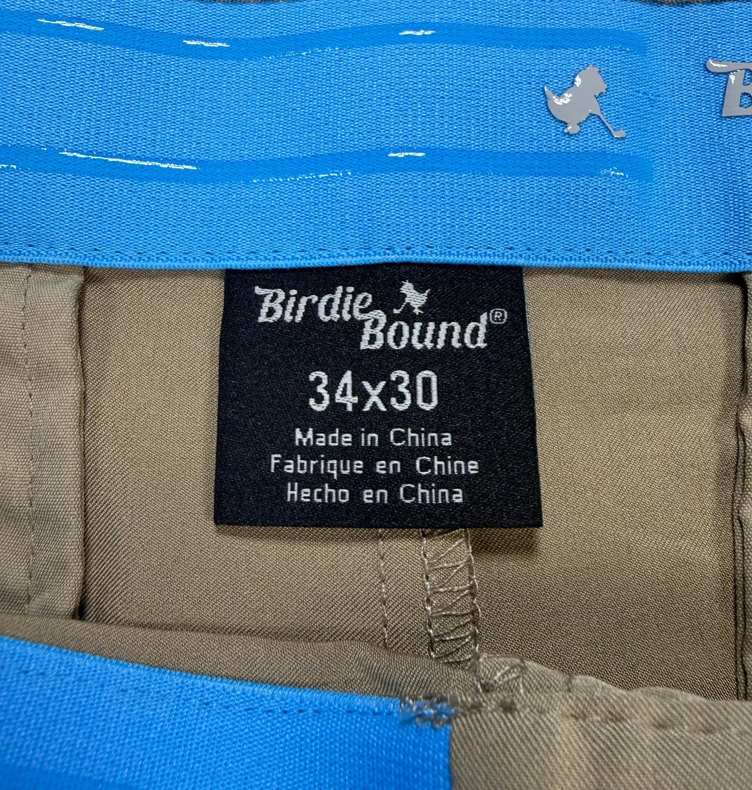 NWT Birdie Bound Golf Pants Men's 34X30 Beige Flat Front Lightweight Performance