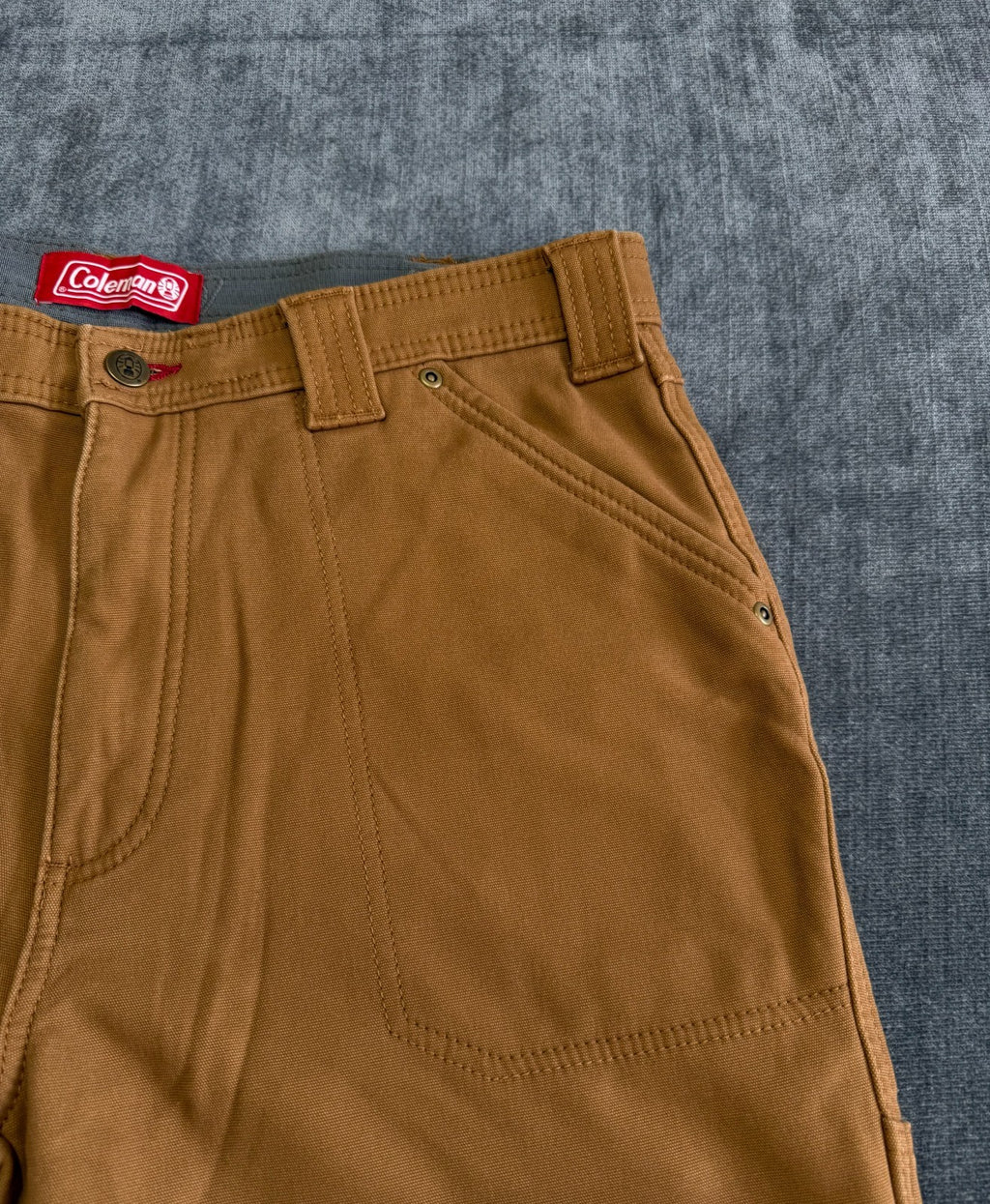 Coleman Work Pants Men's 34/32 Brown Fleece Lined Straight Leg Pockets Pull-On
