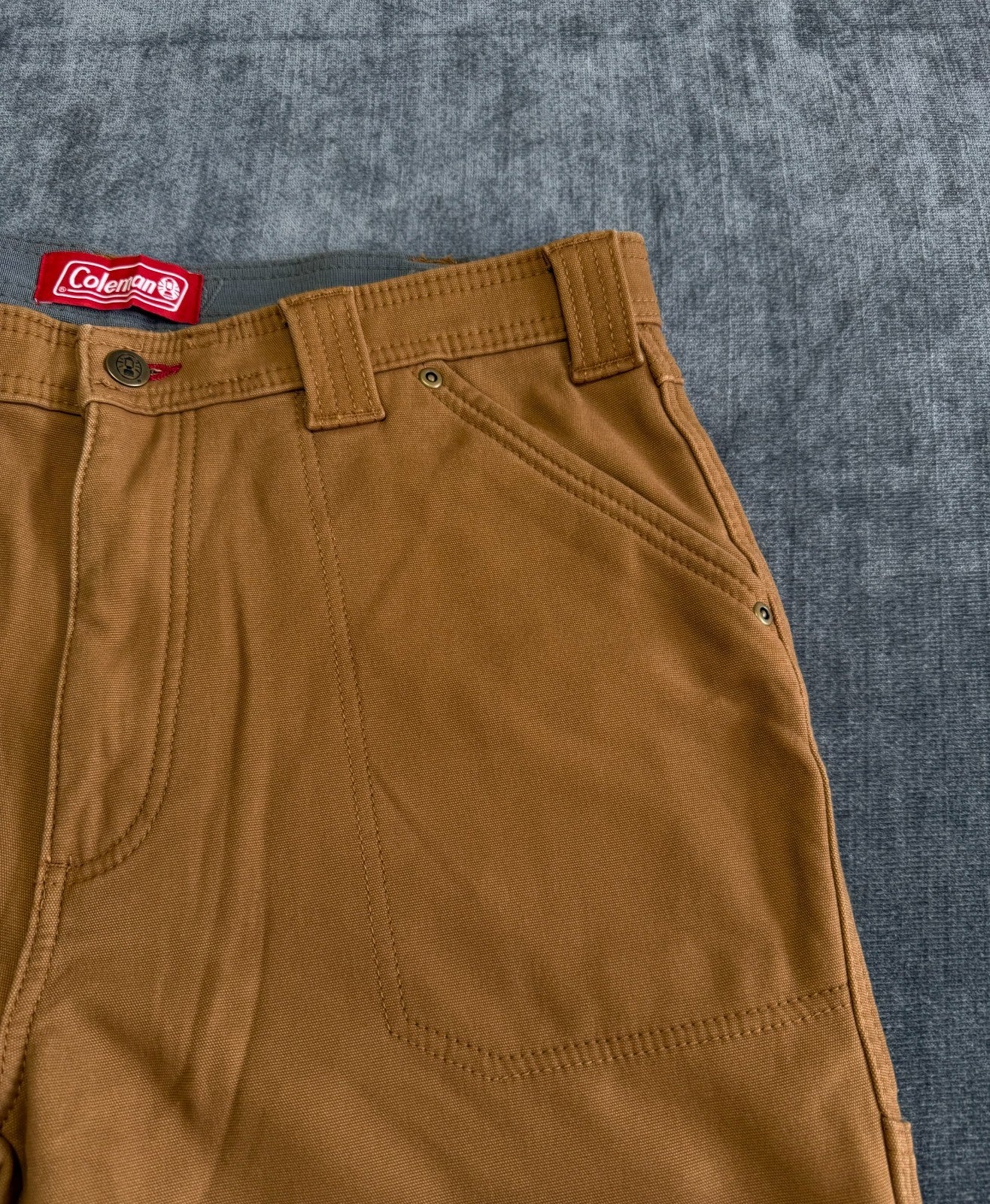 Coleman Work Pants Men's 34/32 Brown Fleece Lined Straight Leg Pockets Pull-On