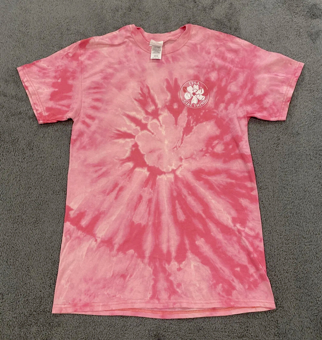 Itsa Girl Thing Women's Medium T-Shirt Pink & white Tye-Dye Spiral
