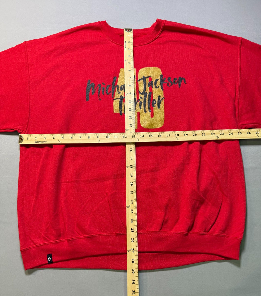 Michael Jackson Thriller 40 Crewneck Fleece Sweatshirt Men's 2XL Red 100% Cotton