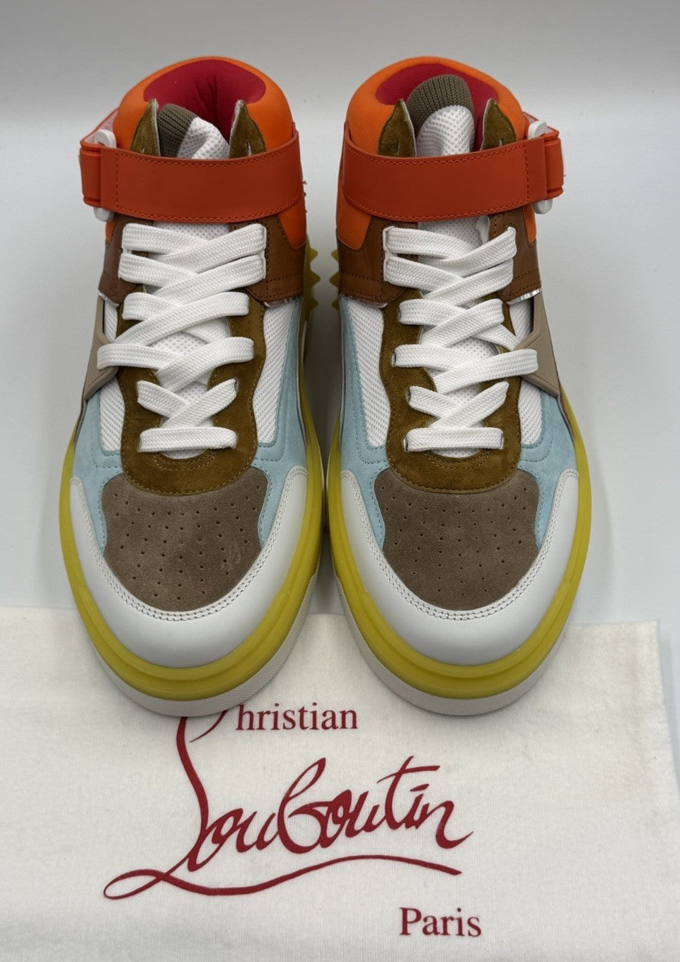 AUTHENTIC Christian Louboutin High Top Sneakers Red Sole Size 44.5 EU 11.5 US