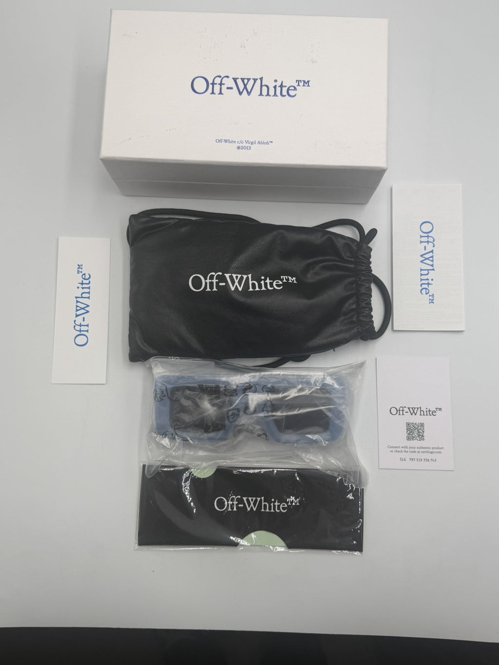 New Off-White Seattle Sunglasses Men's Light Blue Arrow Logo Full Rim Modern