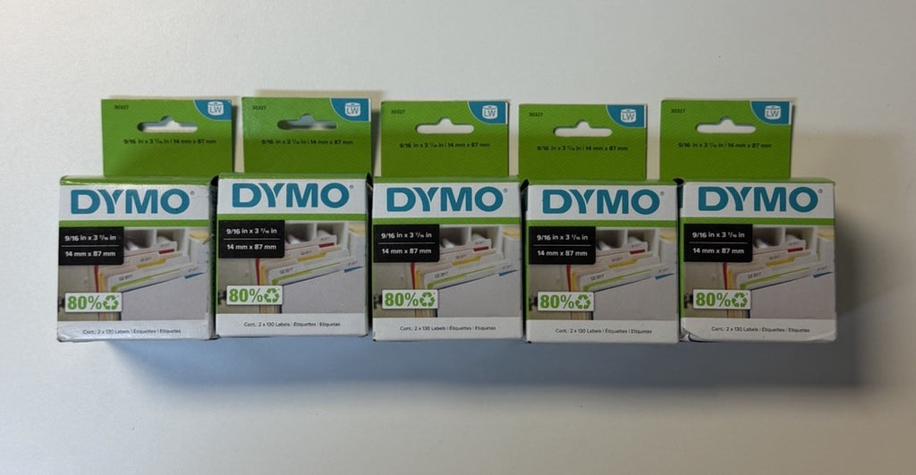 DYMO 30327 5 packs (2x130 labels in each) 9/16 In X 3-7/16" File Folder Labels