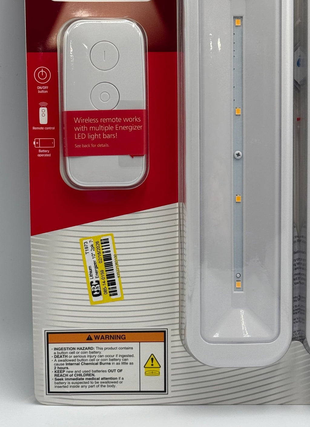 Energizer Remote Control Light Bars White 10” 70 Lumens LED Cabinet - Pack Of 2