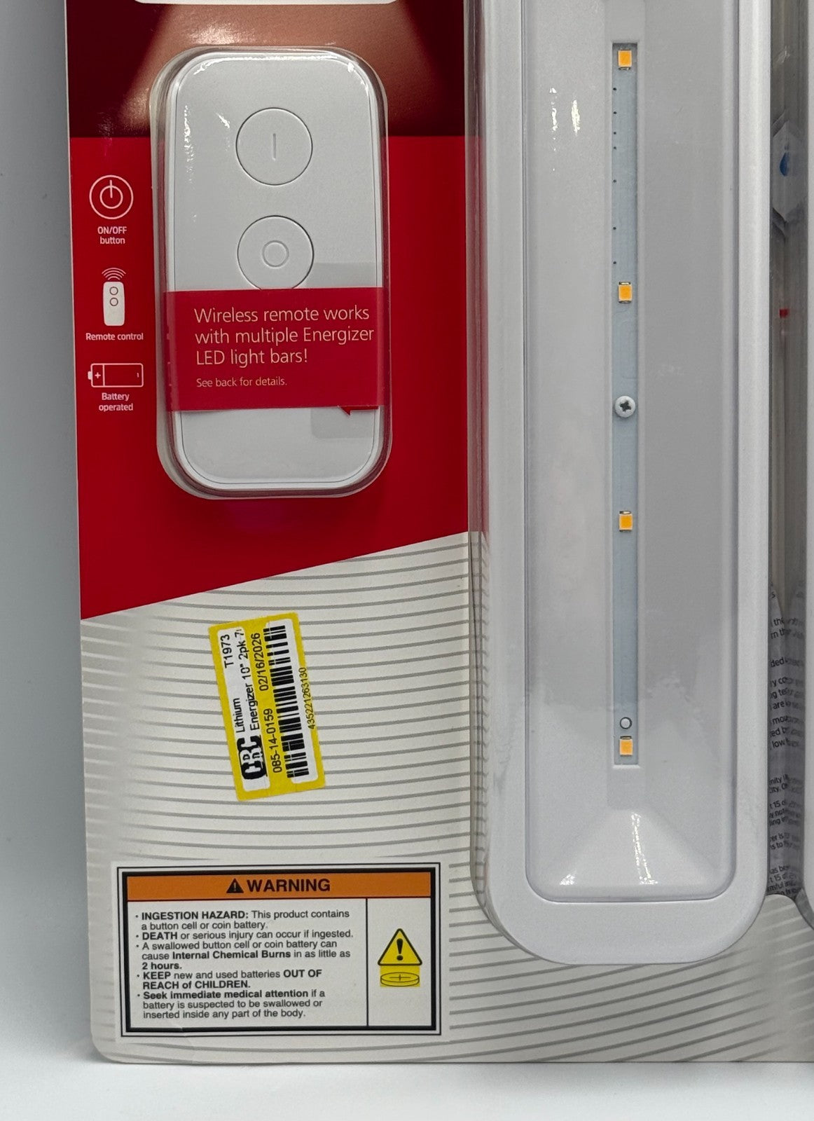Energizer Remote Control Light Bars White 10” 70 Lumens LED Cabinet - Pack Of 2