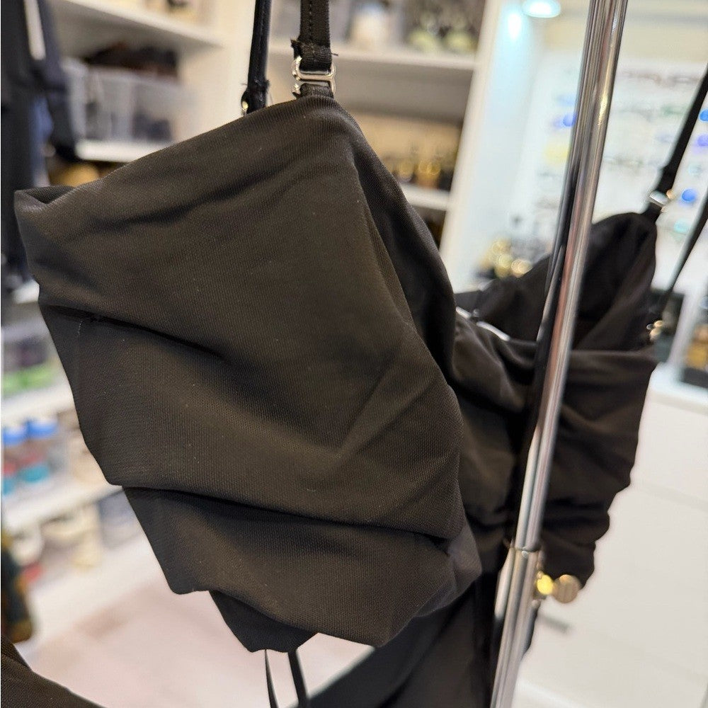 Off-White VI Crepe Drape Strapless Black Dress