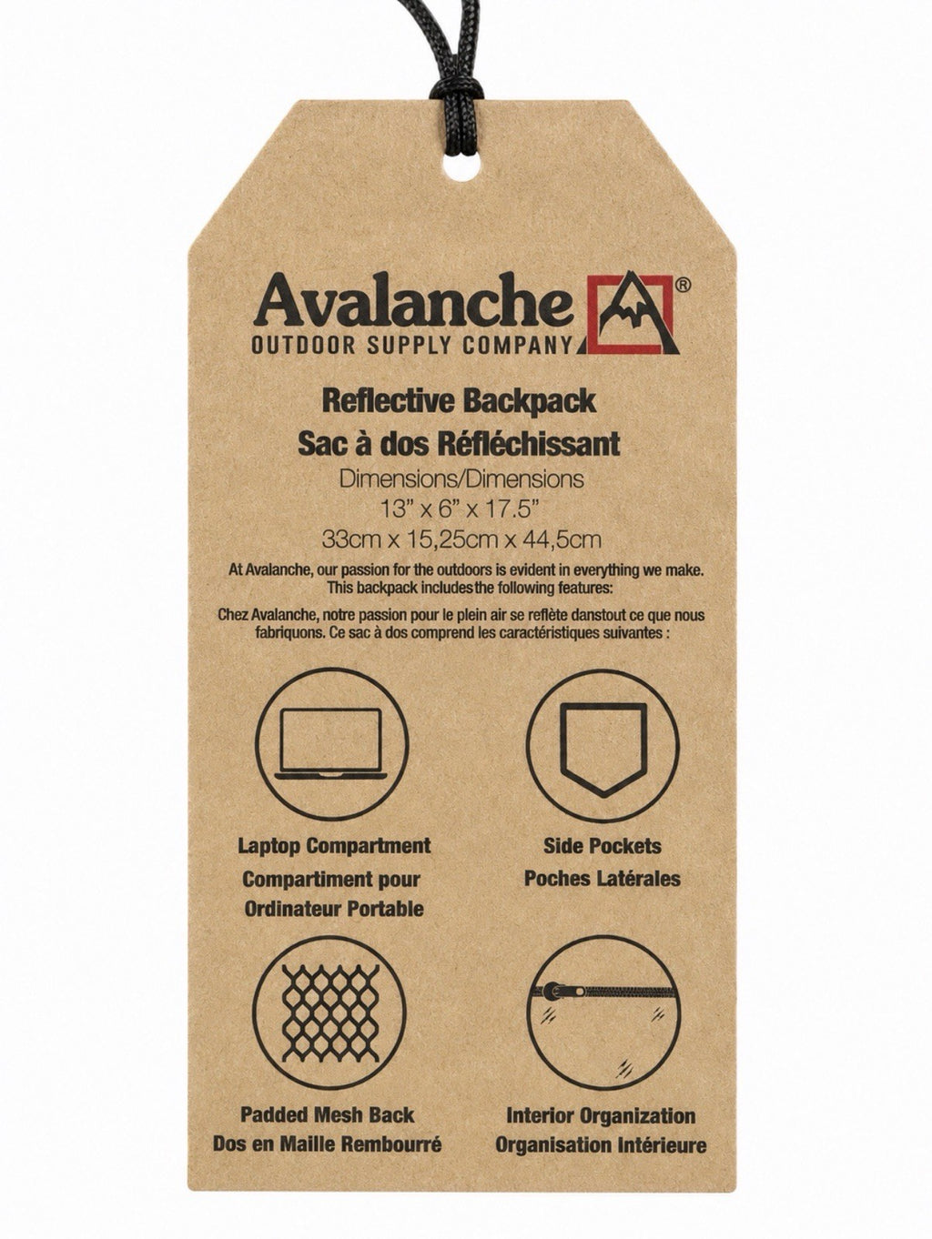 NWT Avalanche Outdoor Travel/school/hiking Reflective Backpack Black/Yellow