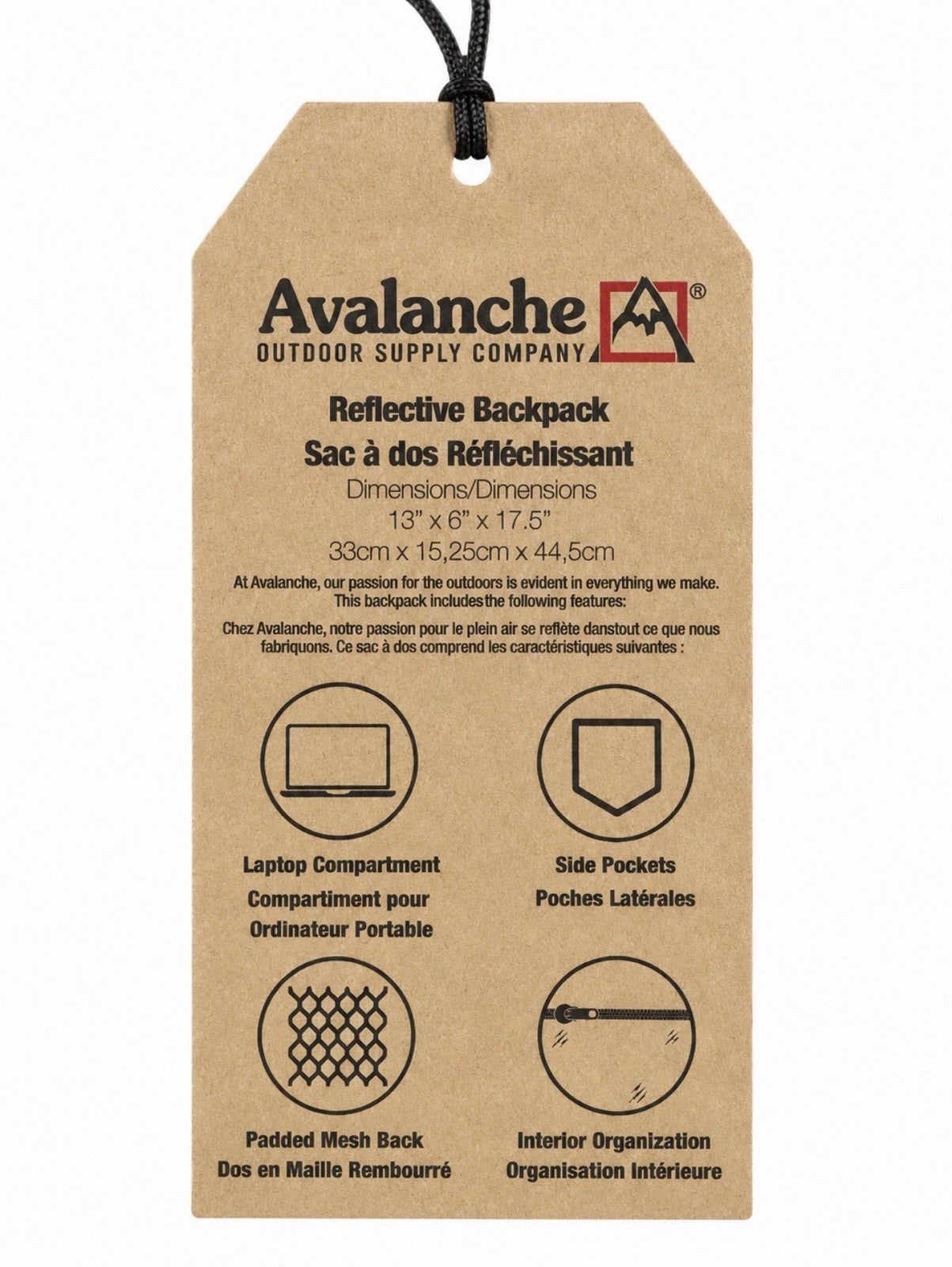 NWT Avalanche Outdoor Travel/school/hiking Reflective Backpack Black/Yellow