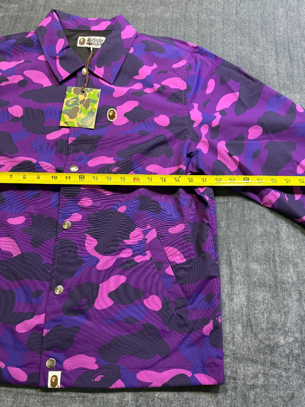 NWT A Bathing Ape Camo Coach Jacket Men's Small Pink Purple Long Sleeve Casual