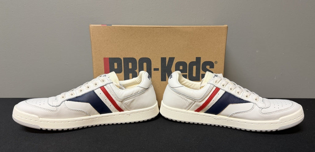 Pro-Keds Skyhawk Men's Size 10.5 (M) White/Blue/Red Low Top Leather Sneakers NWT
