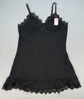 Fireelf Lace Trim Cami V-Neck Top Women's Small Black Spaghetti Strap Sleepwear