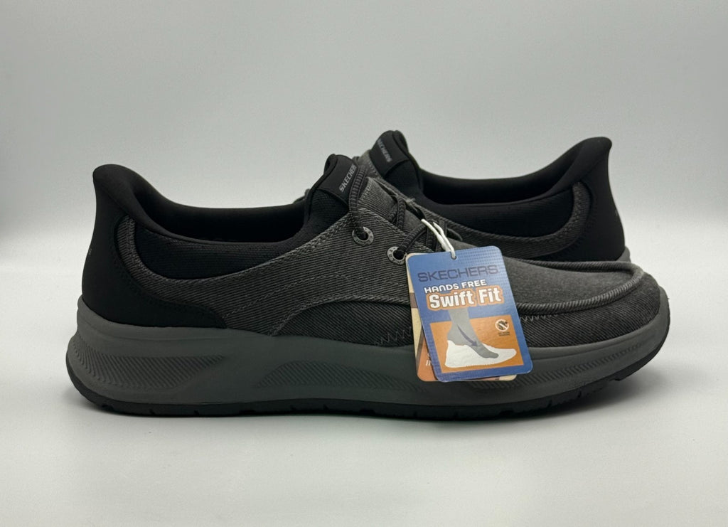 Skechers Canvas SWIFT Fit Slip-On Sneakers Men's 12 Black Low Top Running Shoes