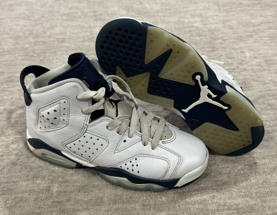 Nike Air Jordan 6 Retro GS Midnight Navy White GradeSchool Size 4Y, 384665-141