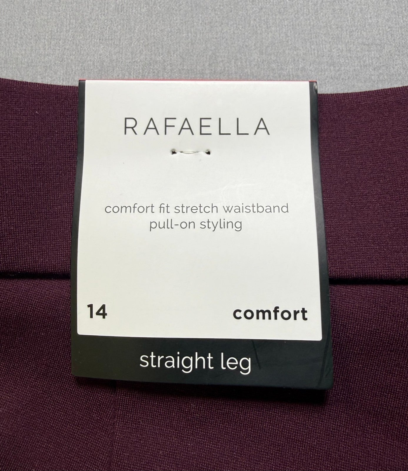 Rafaella Stretch Waistband Pull-On Styling Straight Leg Pants Women's 14 Purple