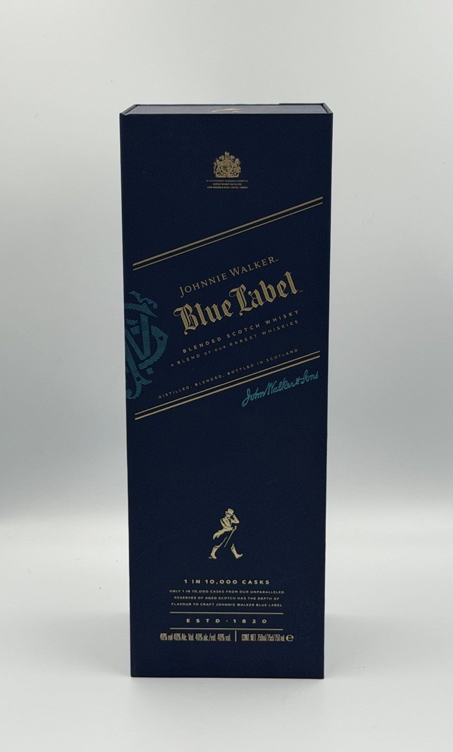 RARE UK 750 mL Johnnie Walker Blue Label Scotch Whisky EMPTY BOTTLE WITH BOX