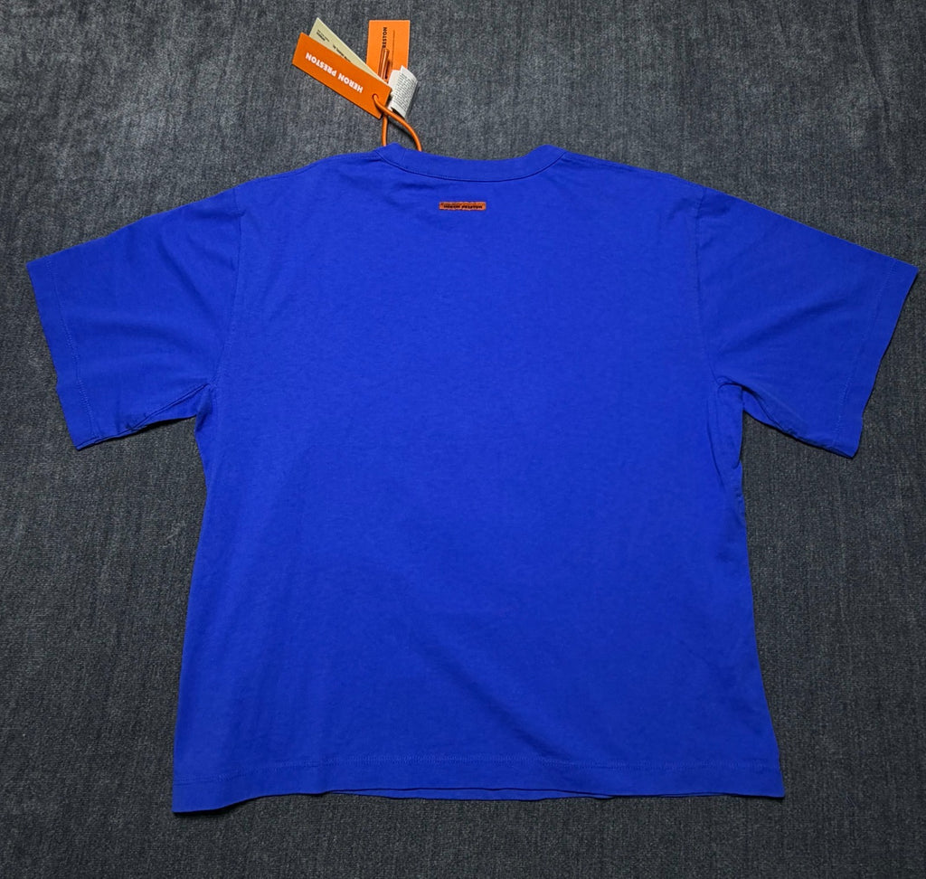 NWT Heron Preston Graphic Print Oversized T-Shirt Men's Large Blue Short Sleeve