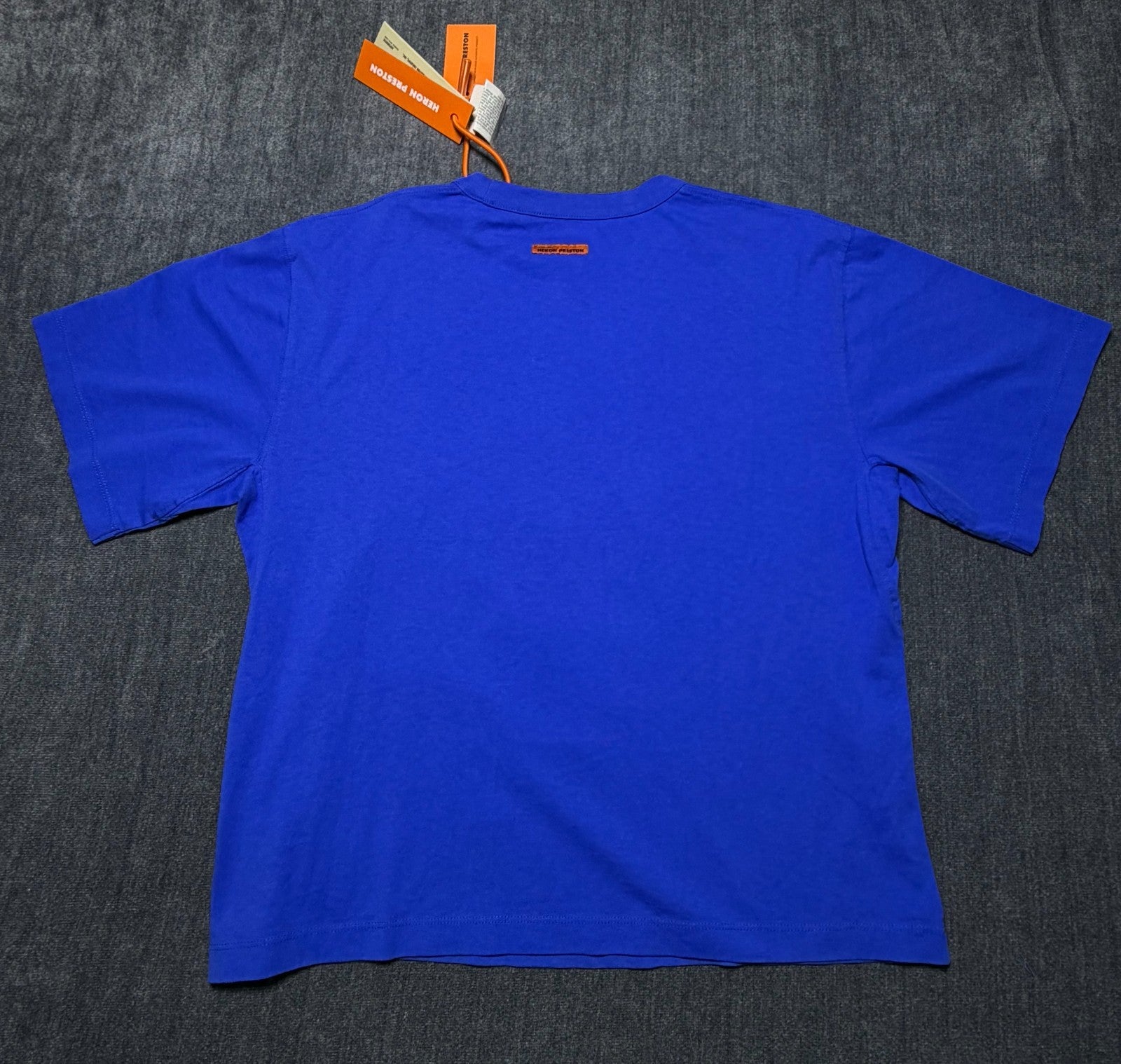NWT Heron Preston Graphic Print Oversized T-Shirt Men's Large Blue Short Sleeve