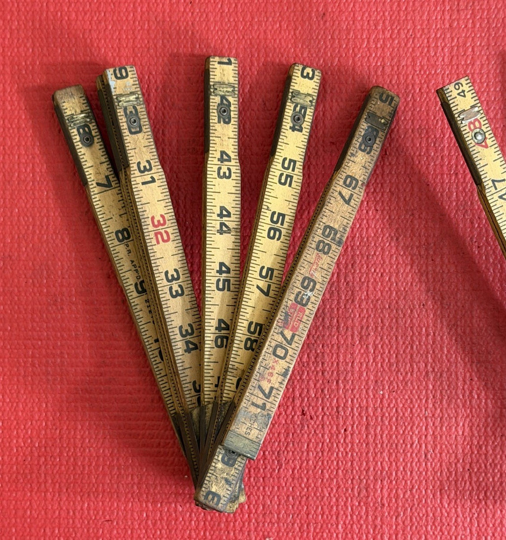 Vintage Lufkin X46 Folding Ruler 72" With Brass Extension LOT OF 2 Pc Made InUSA