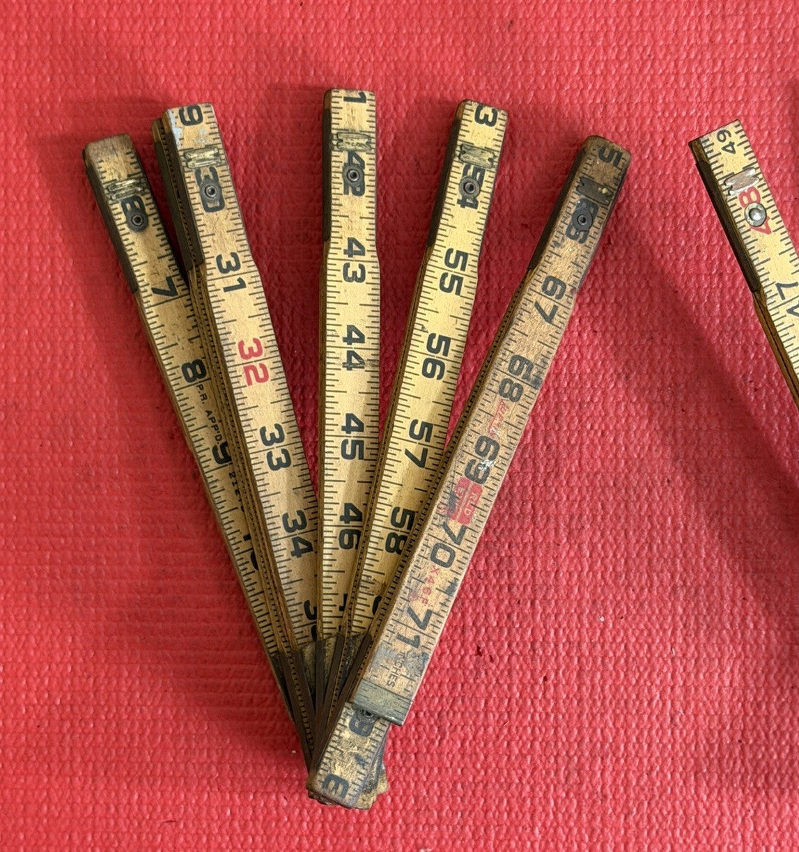 Vintage Lufkin X46 Folding Ruler 72" With Brass Extension LOT OF 2 Pc Made InUSA
