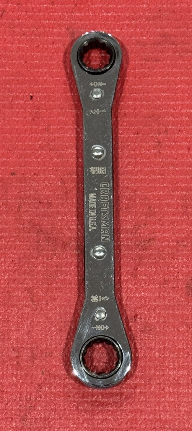 Vintage Craftsman 42163 1/2" X 9/16" Ratcheting Box Wrench 12 Pt Made IN USA