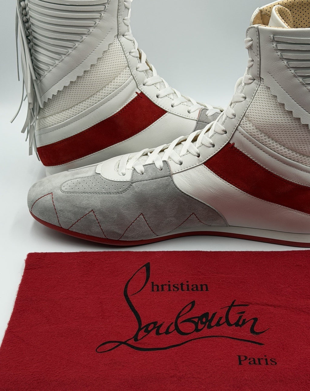 AUTHENTIC CHRISTIAN LOUBOUTIN Suede Knock-Out Boxing Sneakers (42.5 EU; 9.5 US)