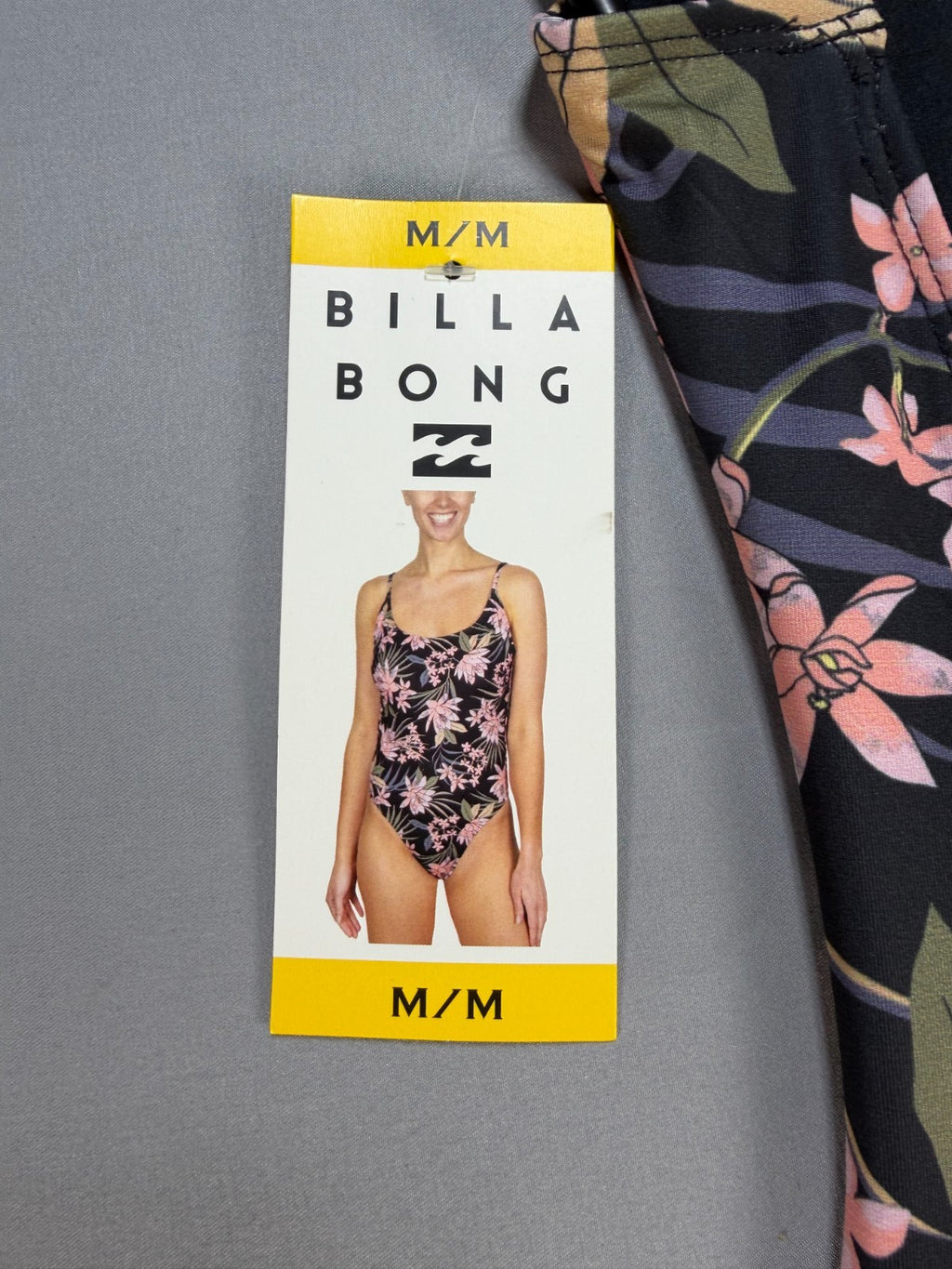 NWT Billabong One-Piece Swimsuit Women Medium Black Floral Sleeveless Summer Fit