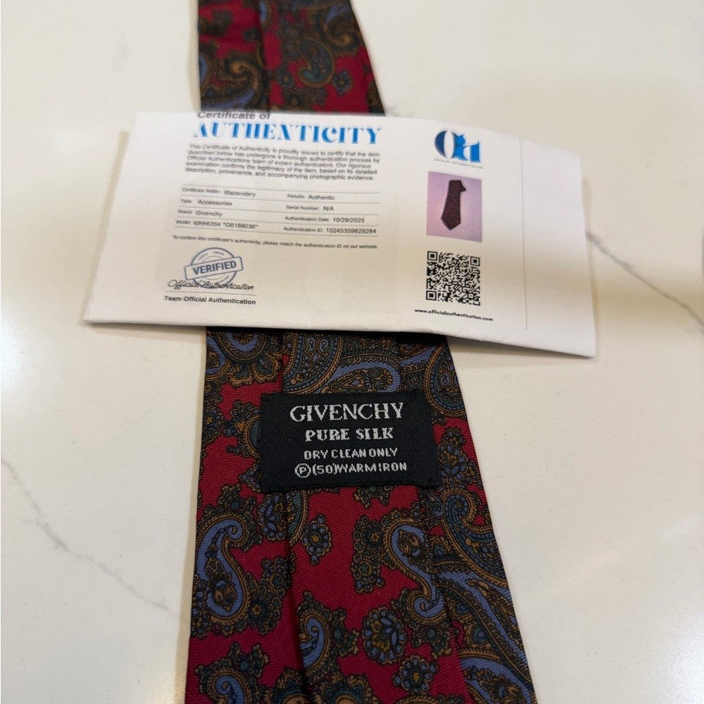 Givenchy Paisley Red and Blue Tie