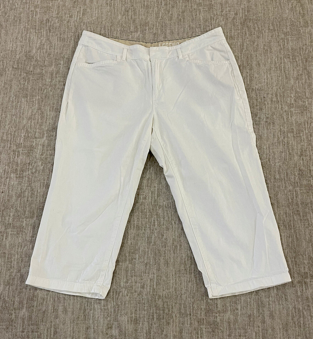 Eddie Bauer Womens Legend Wash Capri Pants Size 14 White Cotton