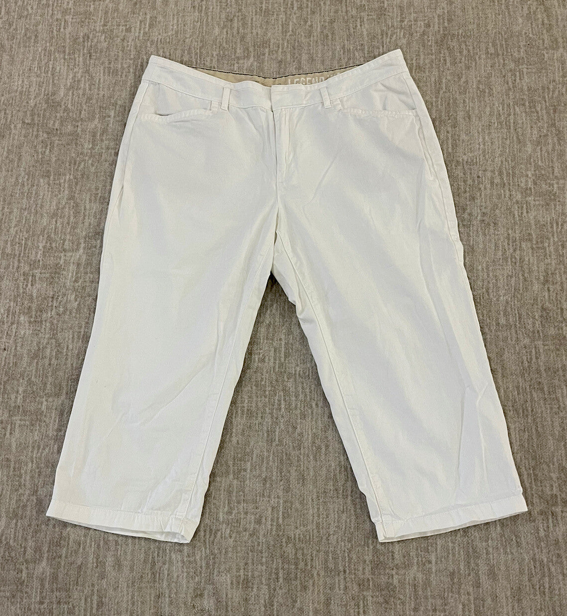 Eddie Bauer Womens Legend Wash Capri Pants Size 14 White Cotton