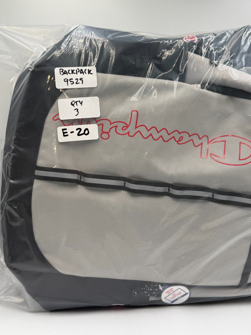 NWT Champion Center Backpack Gray Black Red Fits 17" Laptop School Travel Bag