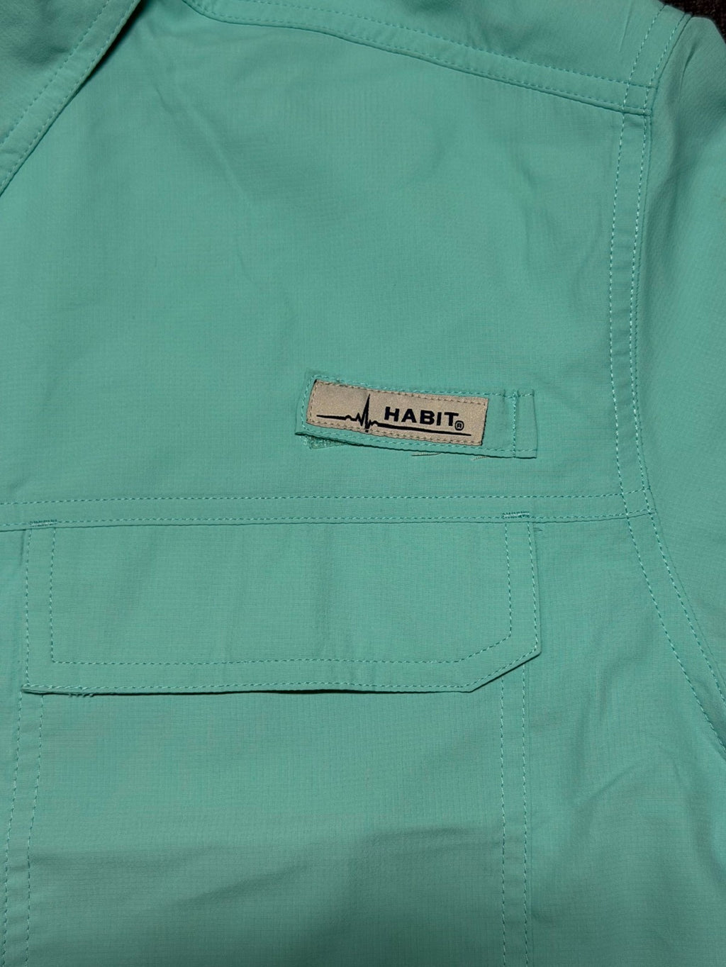Habit Fourche Mountain River Guide Fishing Shirt Men's X-Large Aqua Green