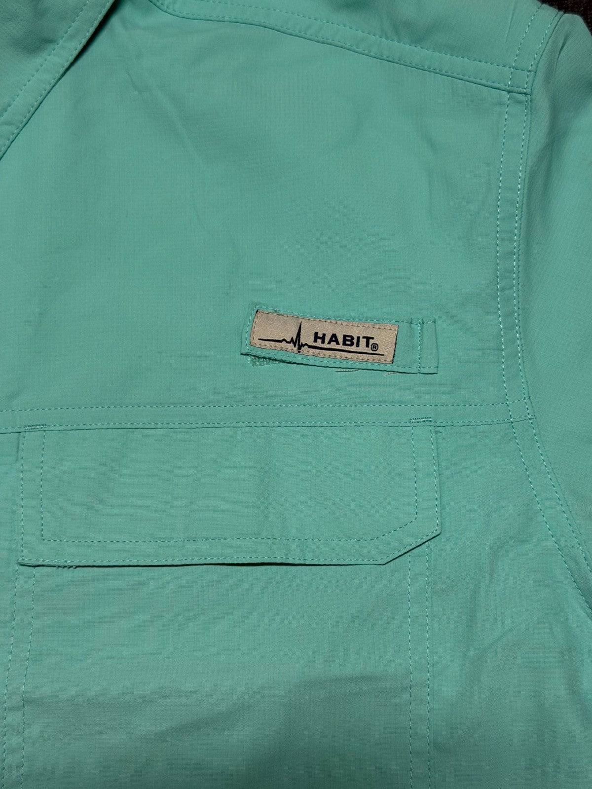 Habit Fourche Mountain River Guide Fishing Shirt Men's X-Large Aqua Green