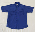 World Wide Sportsman fishing shirt, Blue mens Size L Large vented back  B1