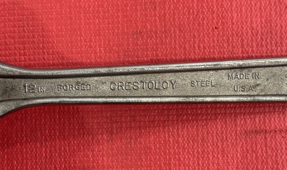 Vintage Crescent Crestoloy 12" Inch Adjustable Wrench, Jamestown, NY, USA