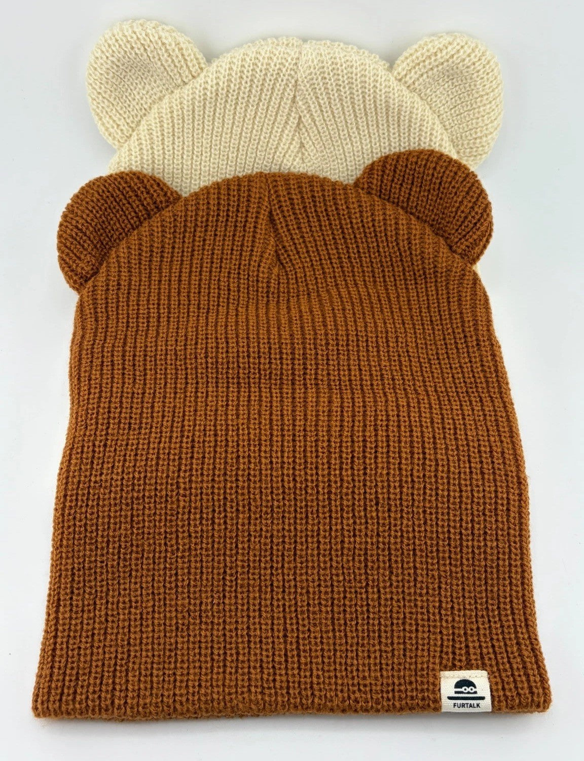 NEW FURTALK Beanie Hat Baby Toddler Cream Brown Bear Ears Knit Winter - Set of 2