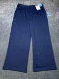 NWT Member's Mark Wide Leg Trousers Women's Large Navy Blue Pull-On Modern Comfy