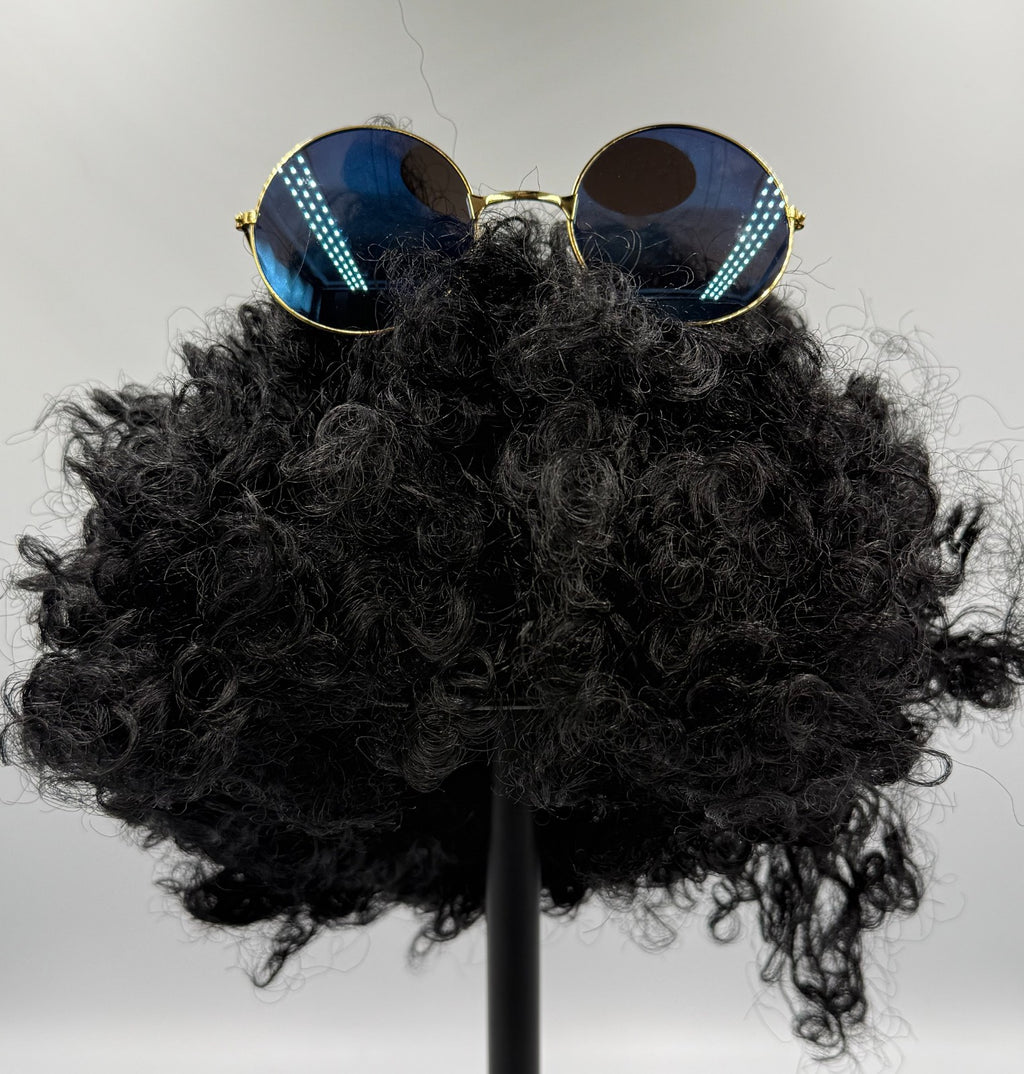 WILLBOND Hippie Afro Wig Disco Halloween Accessories Costume Set One Size Black