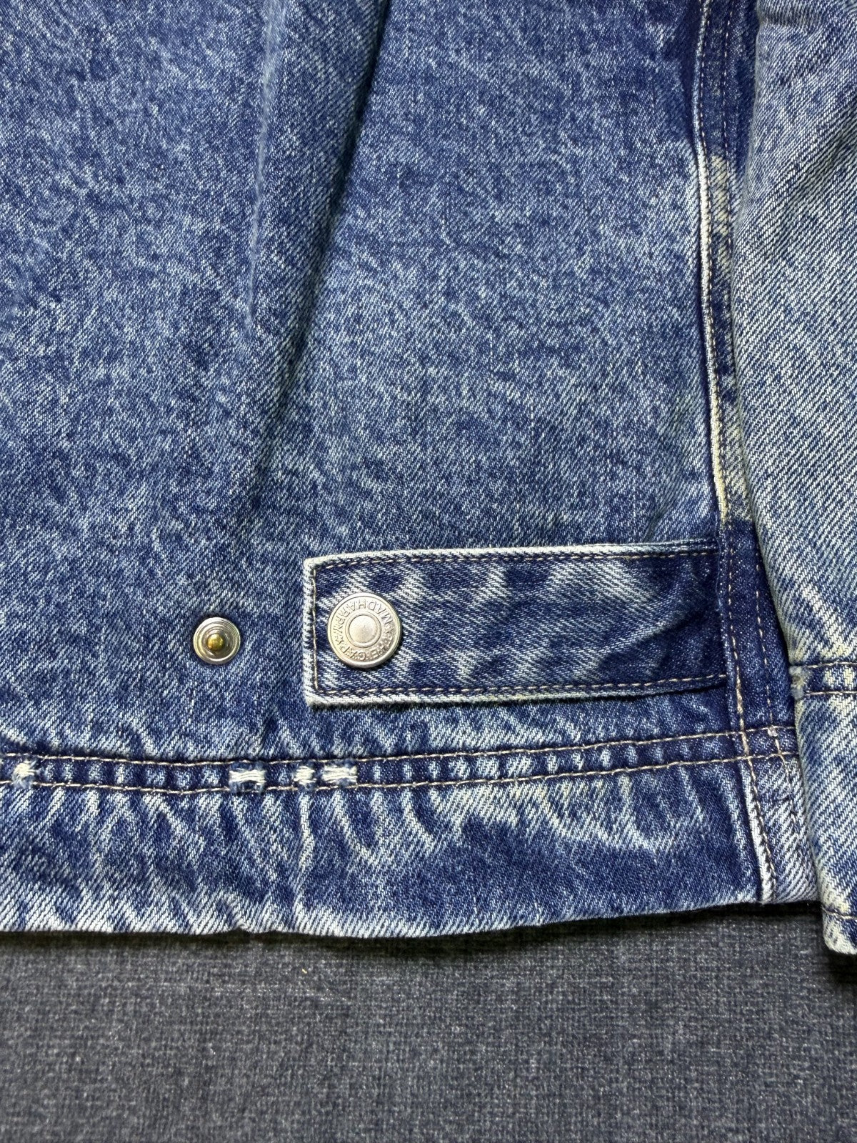 Gap X MadHappy Denim Jacket Men's Medium Blue Full-Zip Hooded Long Sleeve Collar