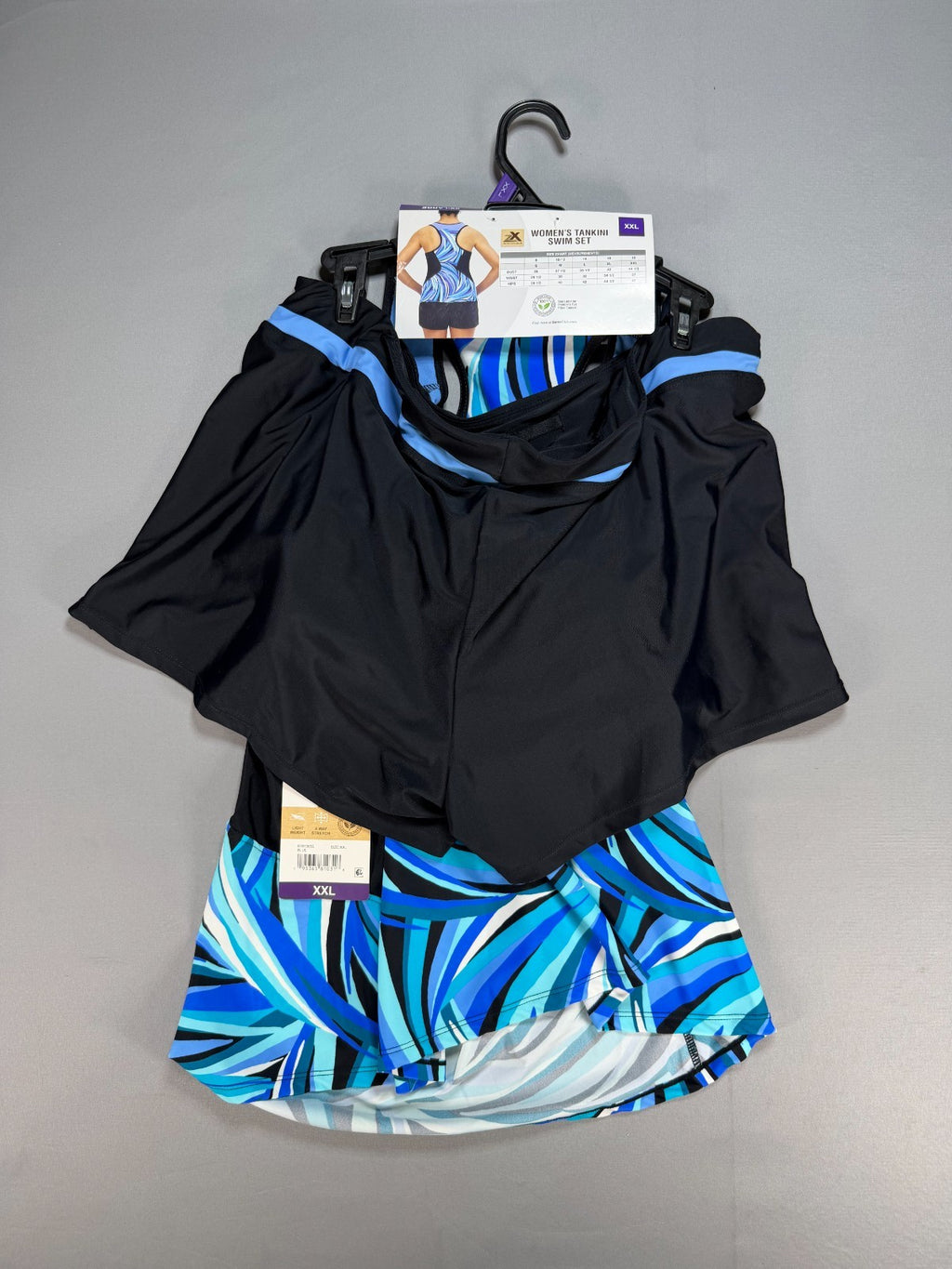 NWT ZeroXposur 2-Piece Scuba Tankini Swim Set Women's 2XL Blue/Black Sleeveless