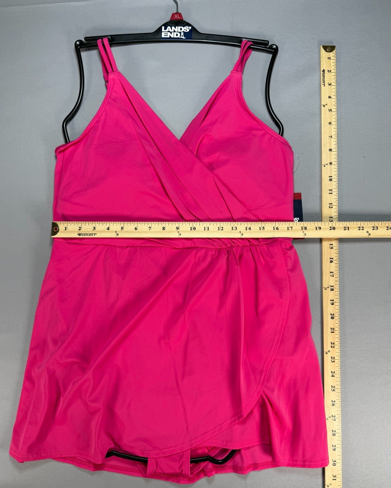 Land's End Adjustable Strap Pull On-Swim Dress Women's XL Pink Sleeveless Preppy