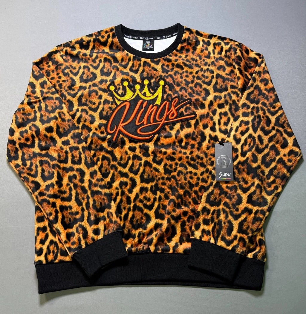 NWT Switch Remarkable Kings Leopard Print Crew Neck Sweatshirt Women's 2X Timber