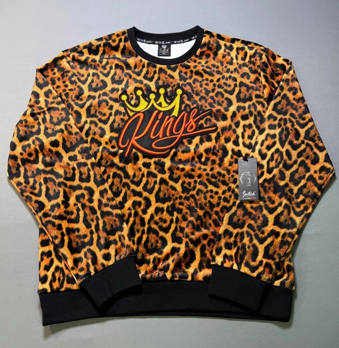 NWT Switch Remarkable Kings Leopard Print Crew Neck Sweatshirt Women's 2X Timber