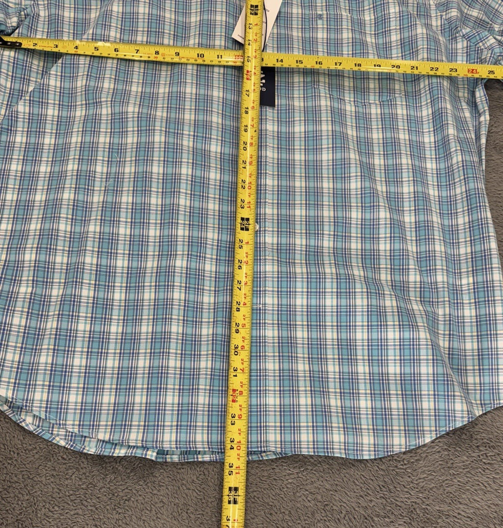Izod NEW Comfort Bachelor Button Men’s Blue Plaid Button Shirt Size XXL