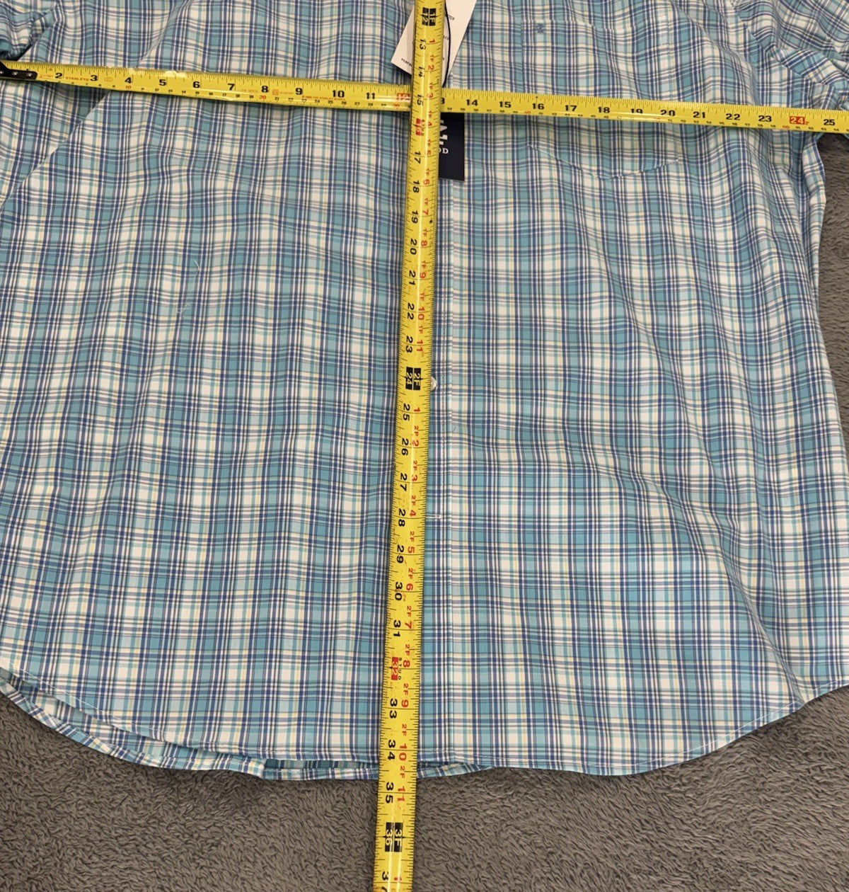 Izod NEW Comfort Bachelor Button Men’s Blue Plaid Button Shirt Size XXL